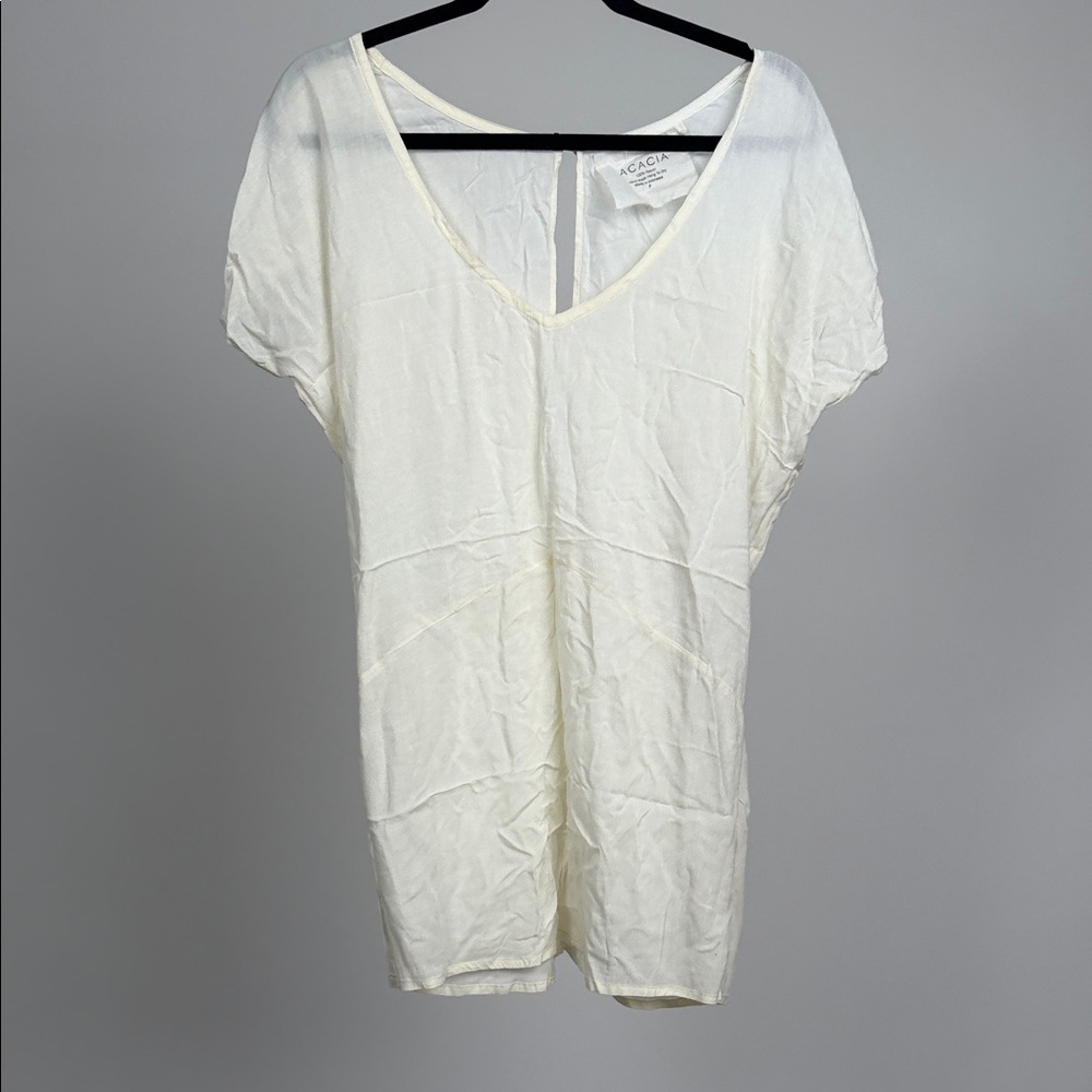 Acacia Swimwear White Rayon shirt dress / coverup
